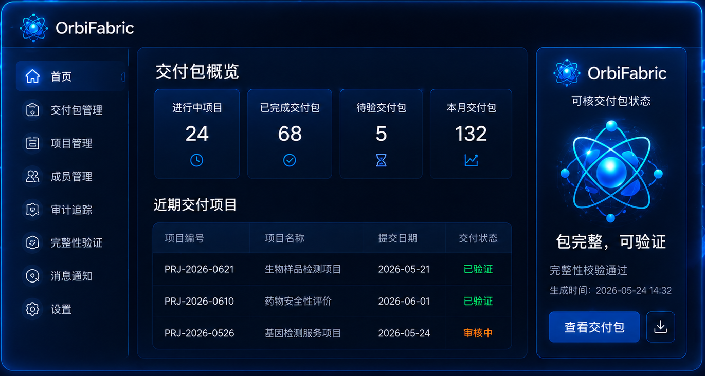 orbiTraceLab 可信交付包界面